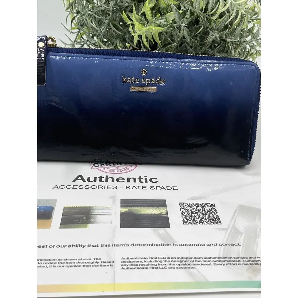 Kate Spade Authenticated Cedar Street Cosmic Blue Ombre Patent Nisha Wallet